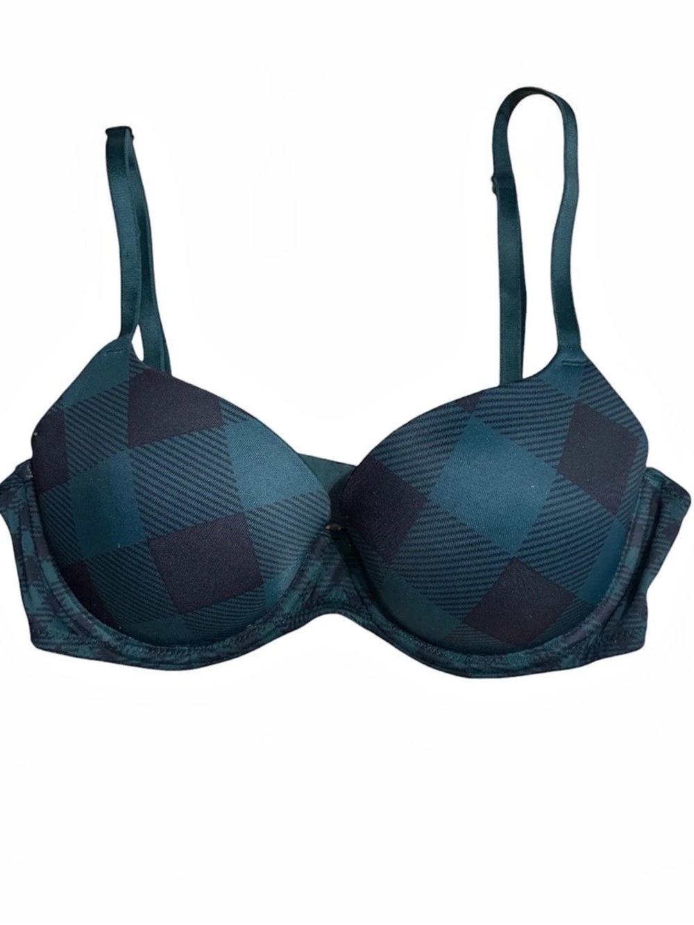 VICTORIA's SECRET PINK Tartan Plaid Bra in Blue & Green Size 32C -- HOLIDAY VIBE